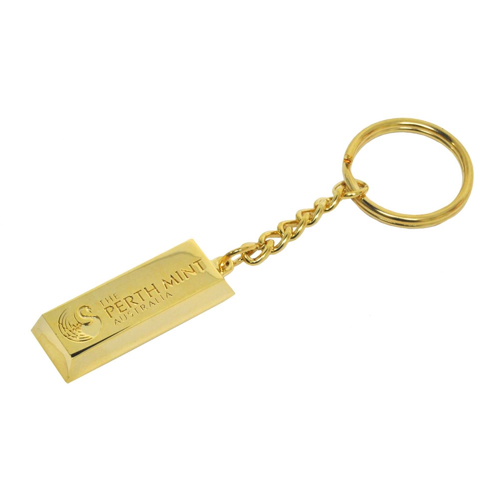 01 gold plated gold bar keyring