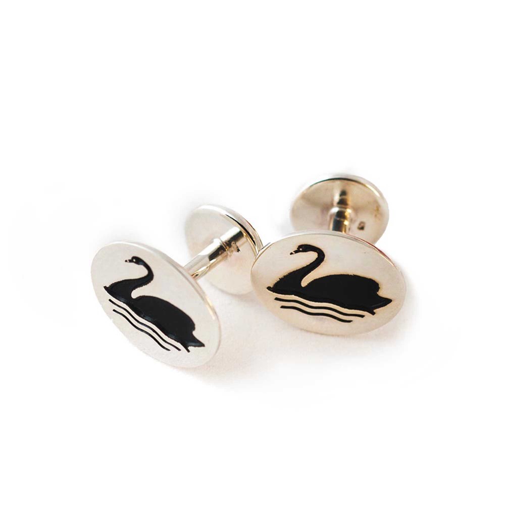 01 silver swan cufflinks