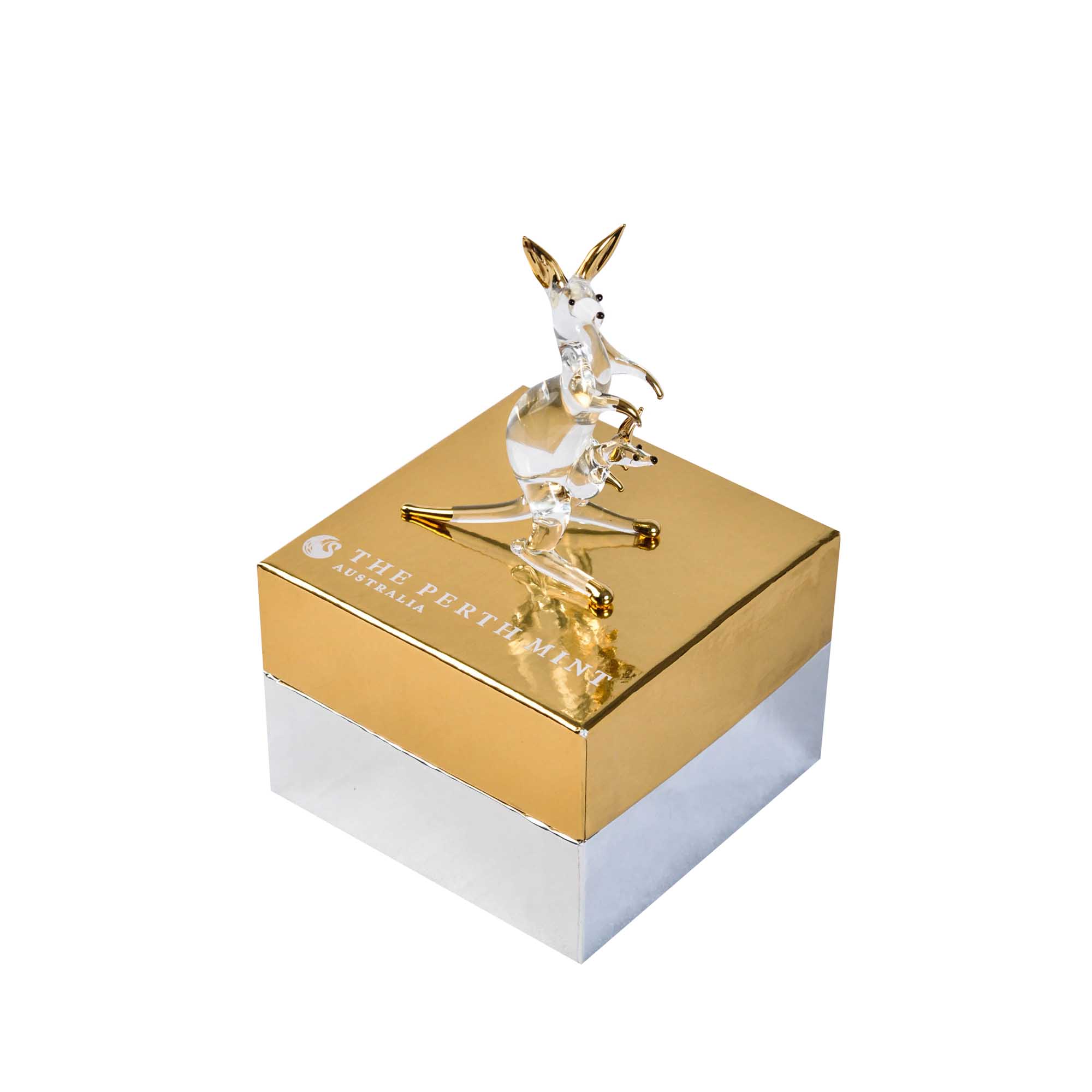 01 gift of glass australian kangaroo with joey