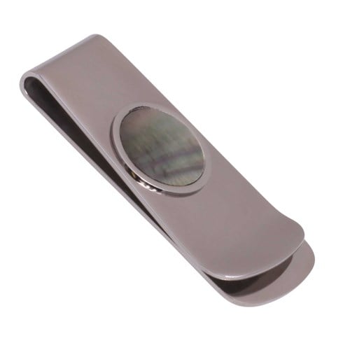 01 tahitian black mother of pearl stainless steel money clip