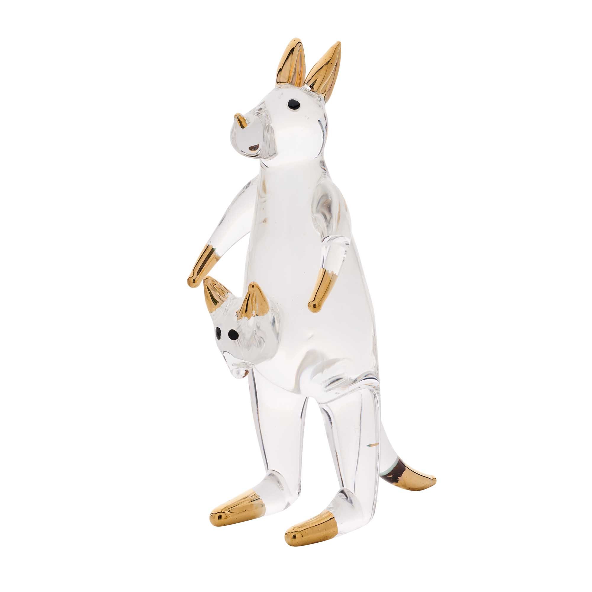 01 GIFT OF GLASS KANGAROO AND JOEY