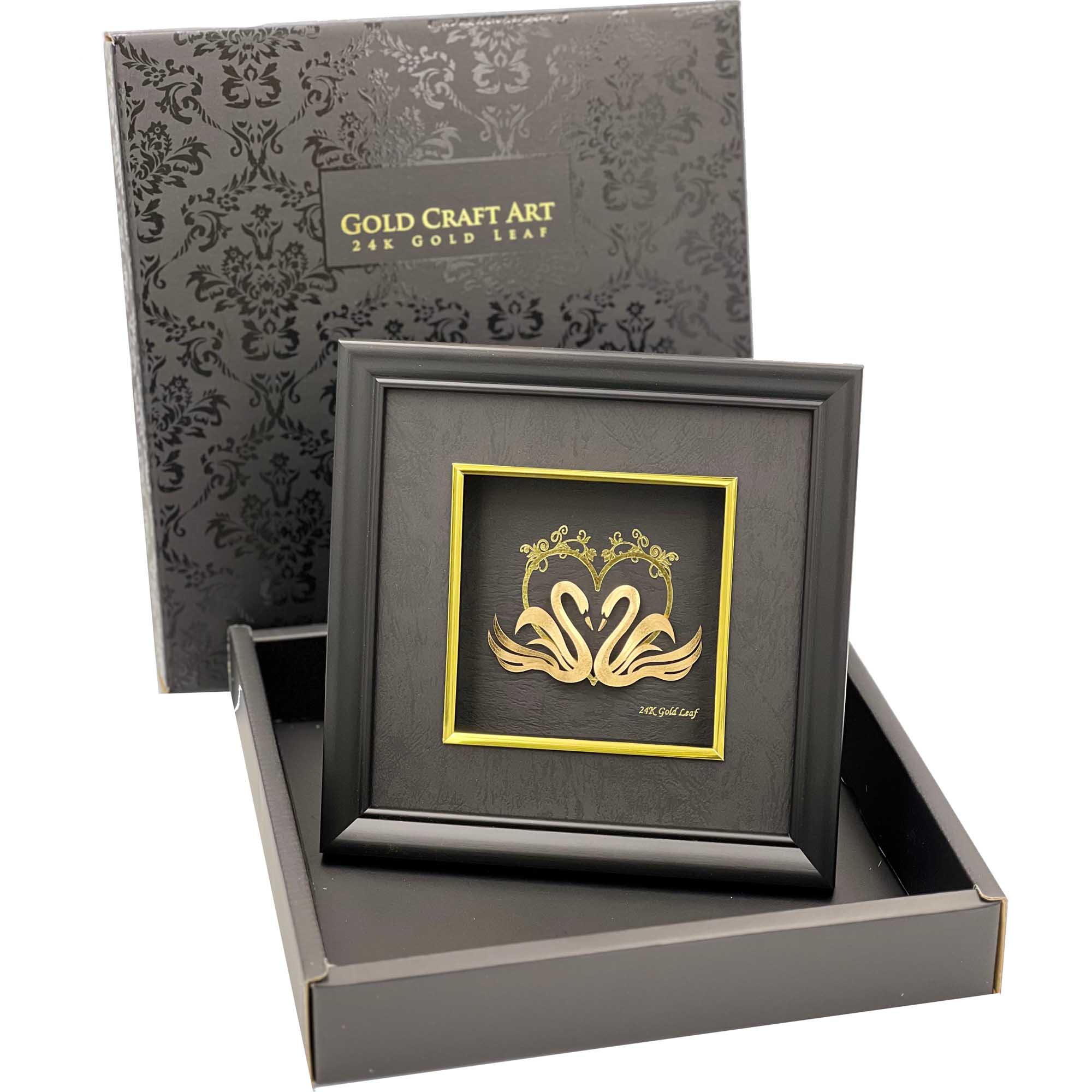 2 SV25FR01 3D Gold Plated Swan Pair Frame InPackaging