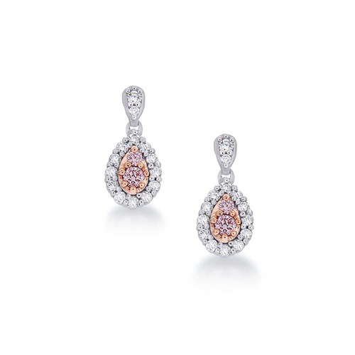 01 blush drop earrings with white and pink diamonds