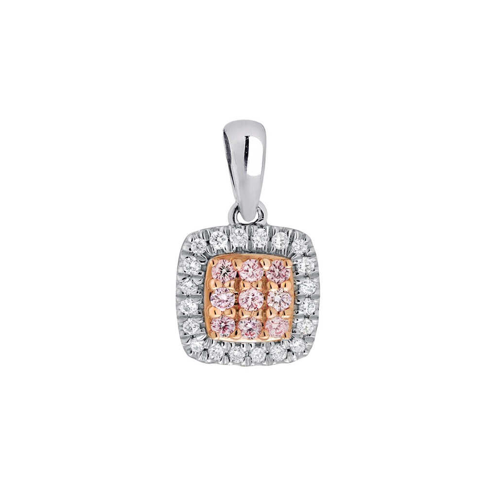 01 blush rose & white gold square pendant with white and argyle pink diamonds