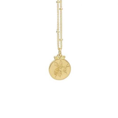 01 bowerbird gold bee quote engraved charm pollen necklace