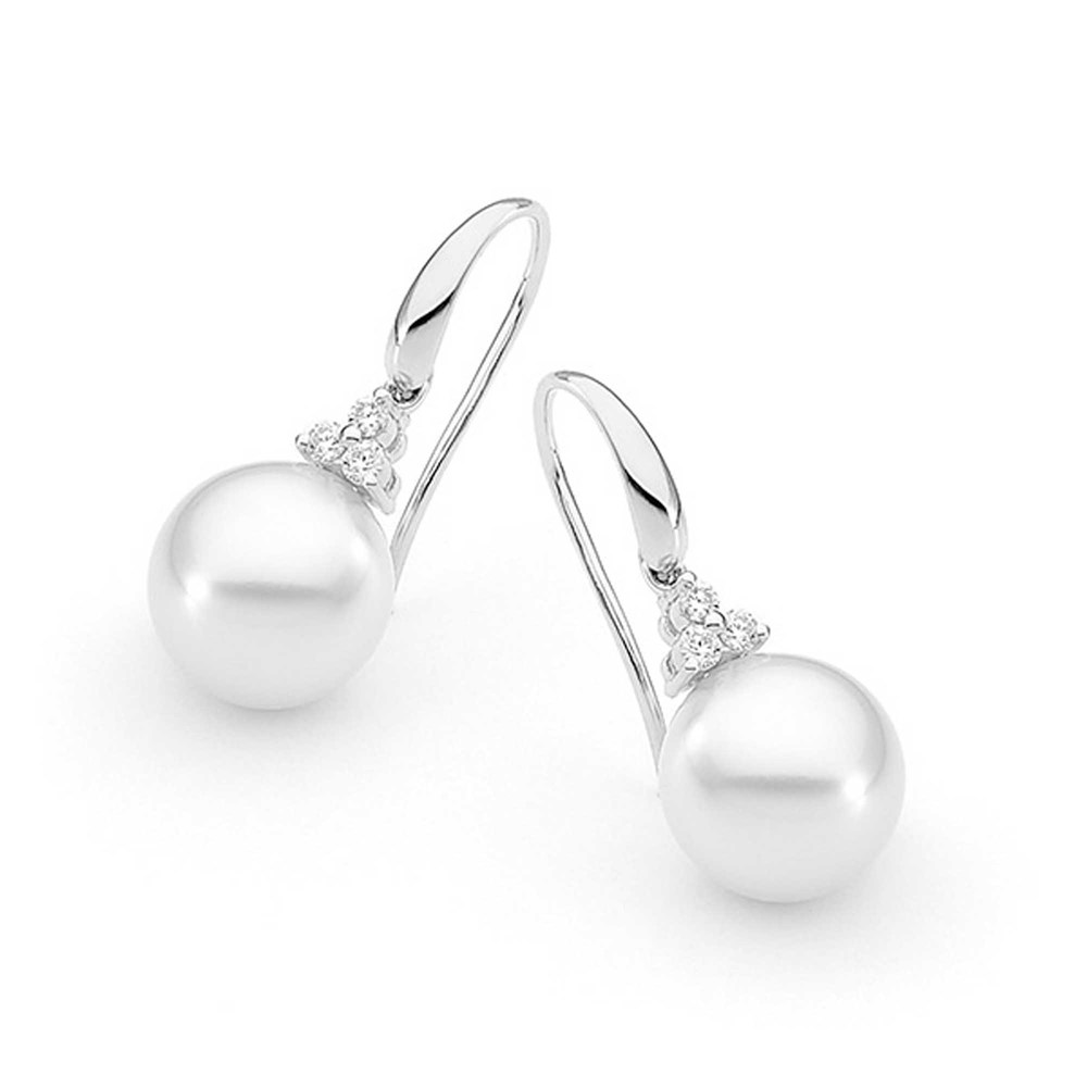 02 allure pearl white gold diamond french hook earrings