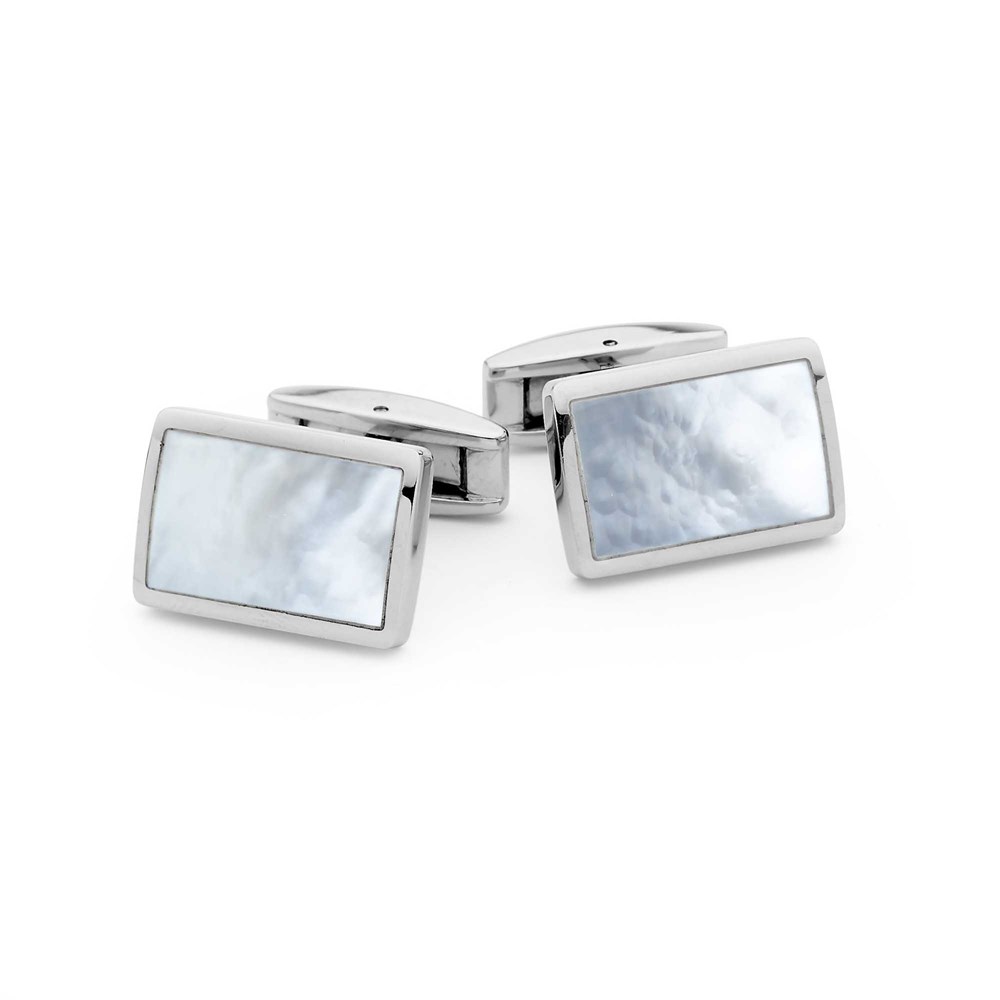 01 allure white pearl stainless steel cufflinks