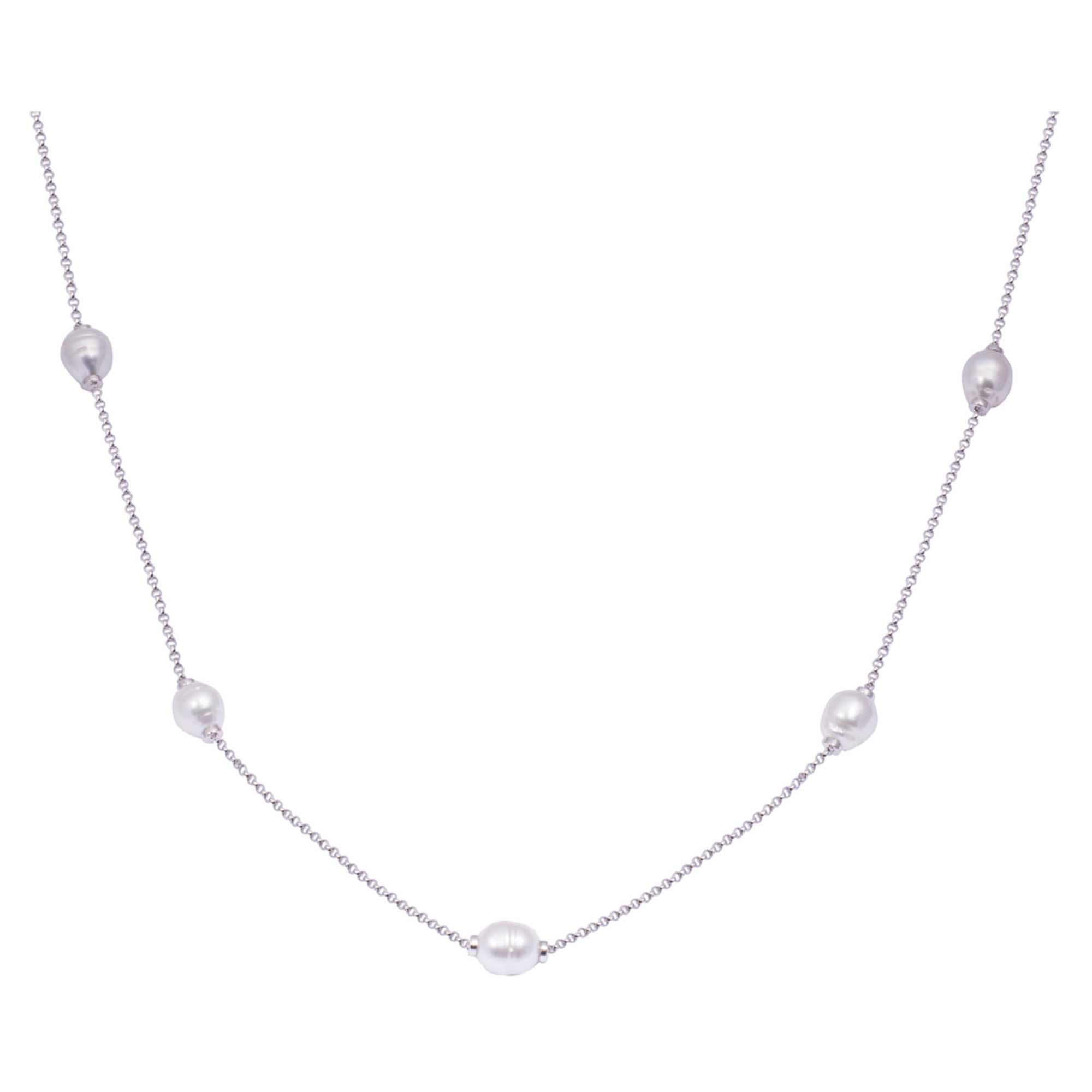 01 australian south sea cultured five pearl sterling silver necklace