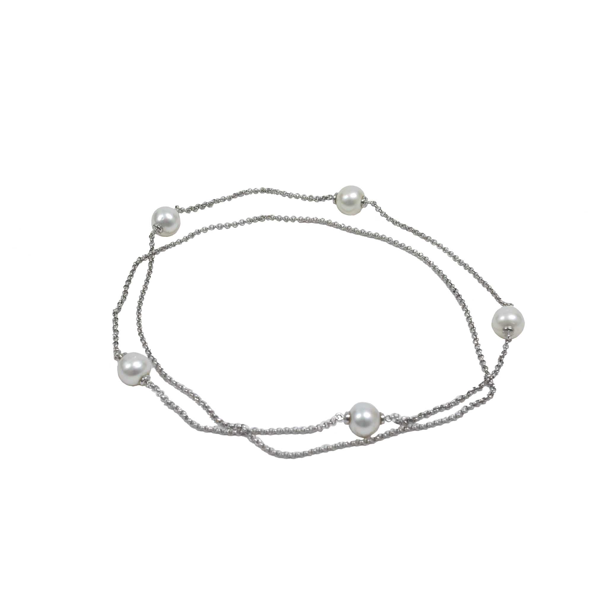 04 australian south sea cultured five pearl sterling silver necklace