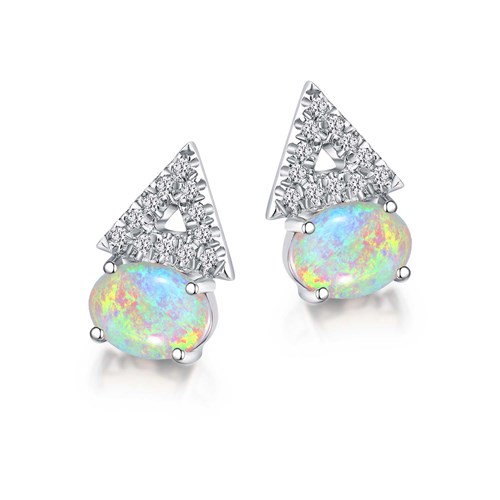 02 opal triangle sterling silver studs