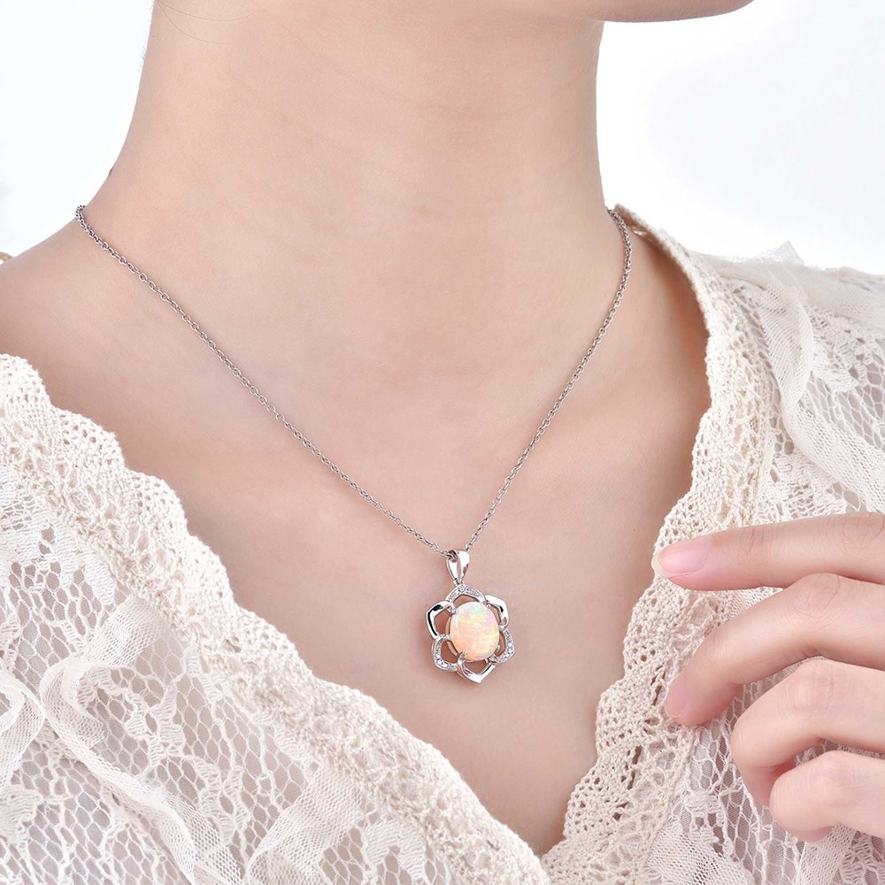 01 opal petal sterling silver pendant