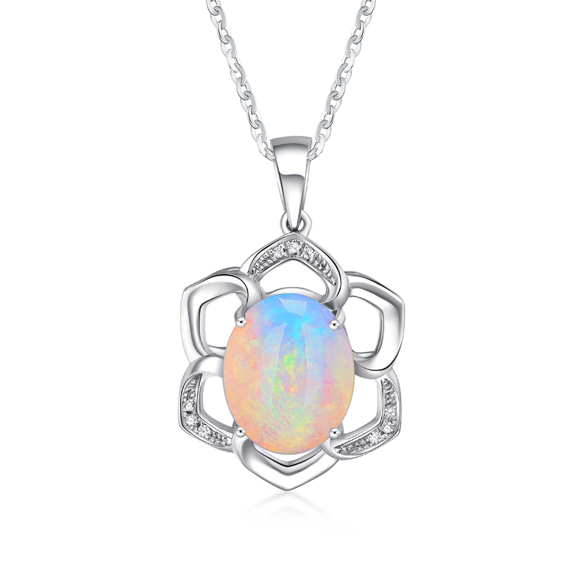 02 opal petal sterling silver pendant