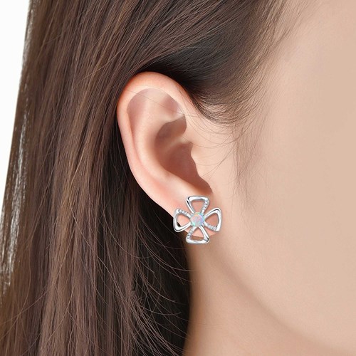 01 opal floral sterling silver stud earrings