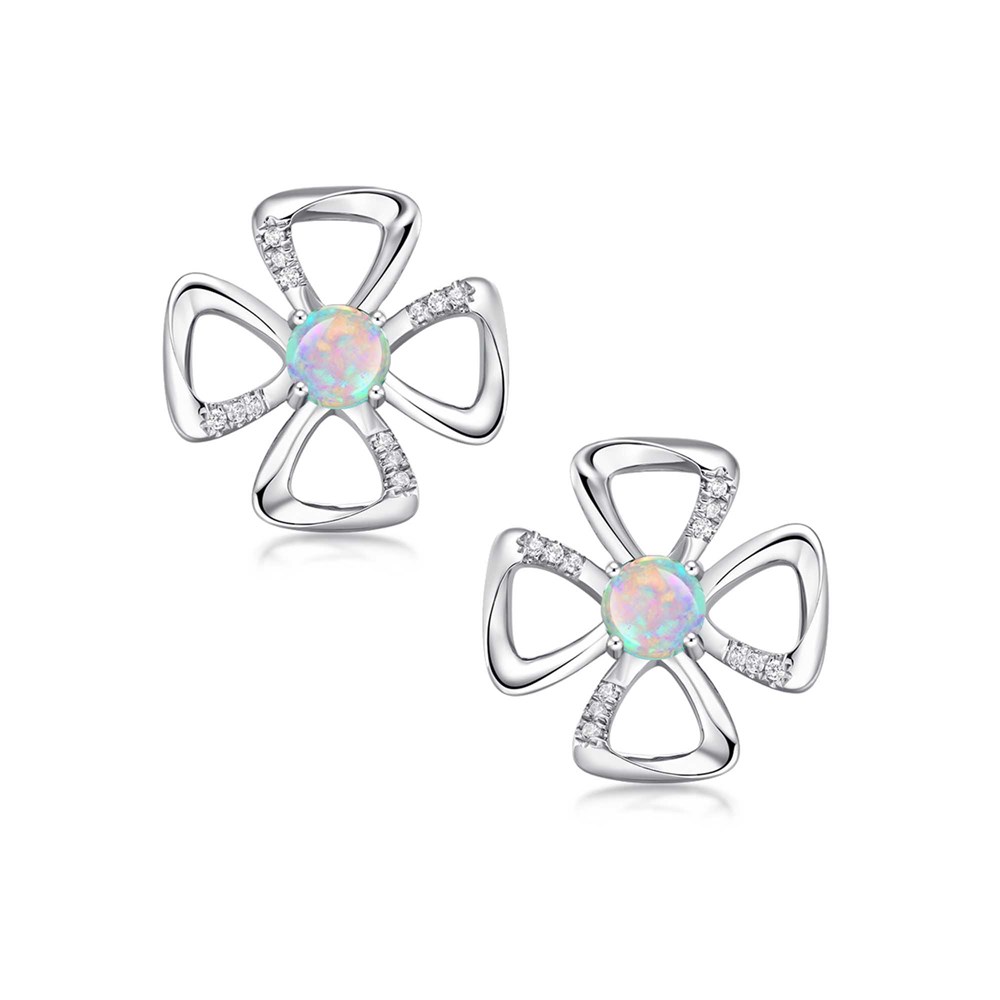 02 opal floral sterling silver stud earrings