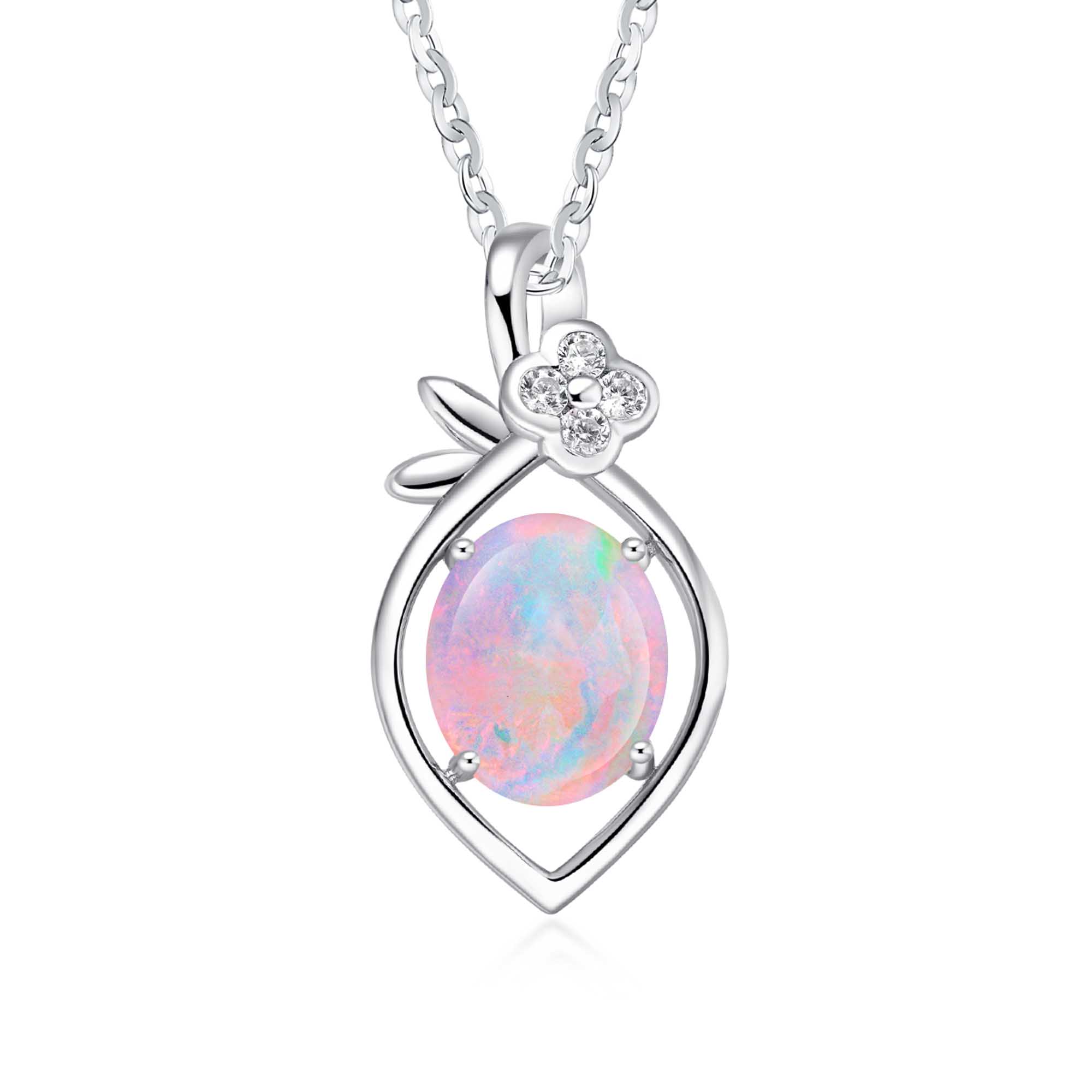 02 opal petal shaped sterling silver pendant