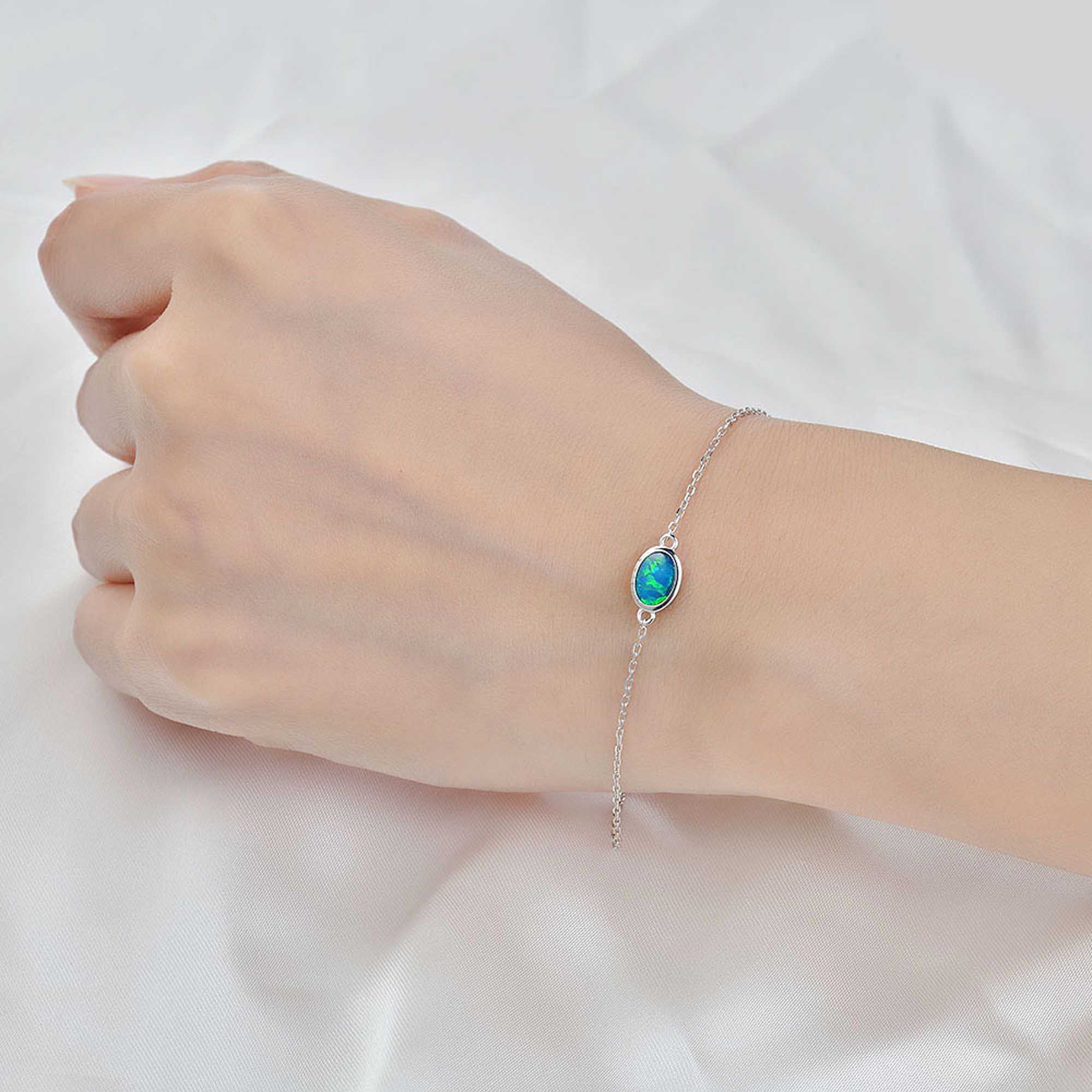 01 opal oval sterling silver bracelet