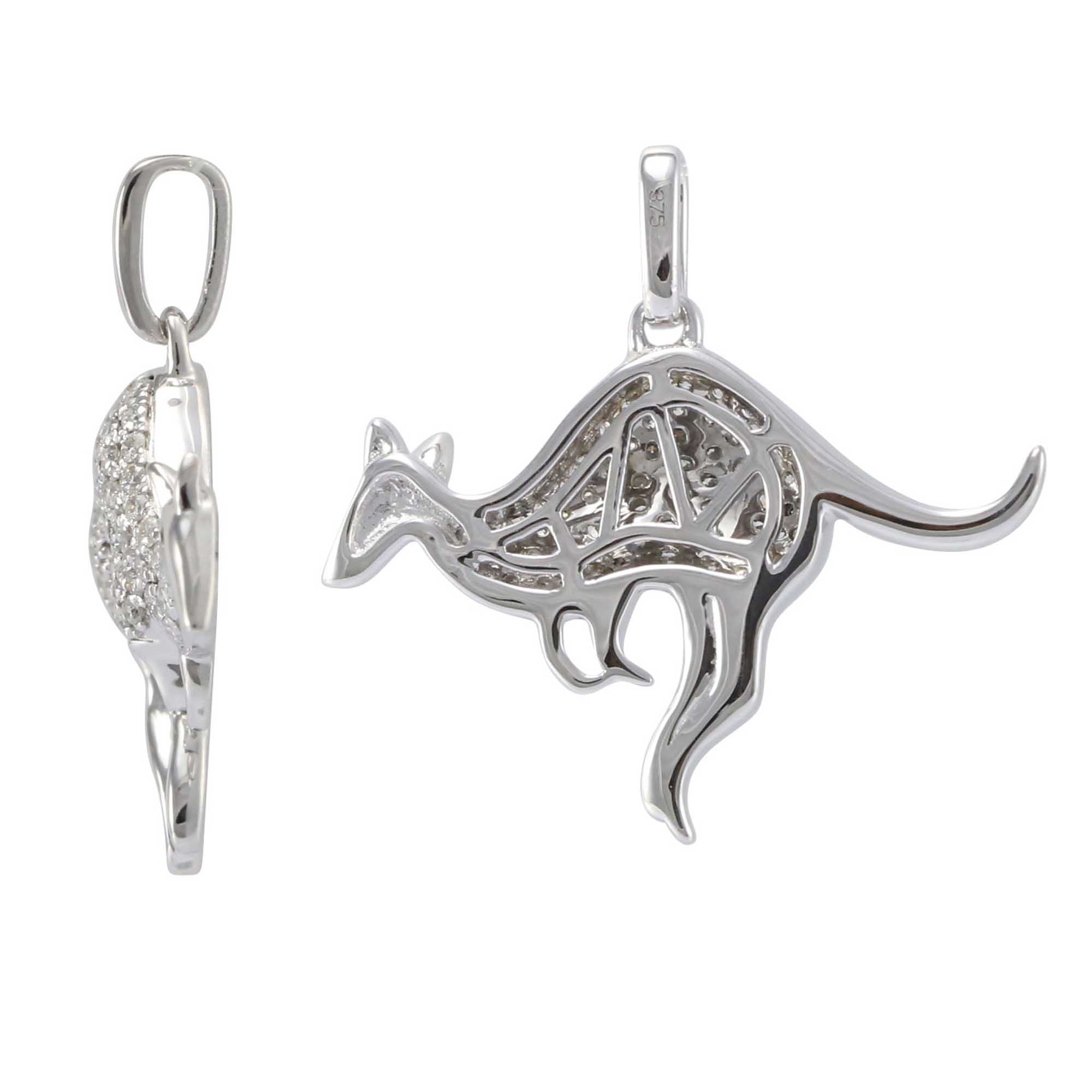 02 kangaroo white gold diamond pendant