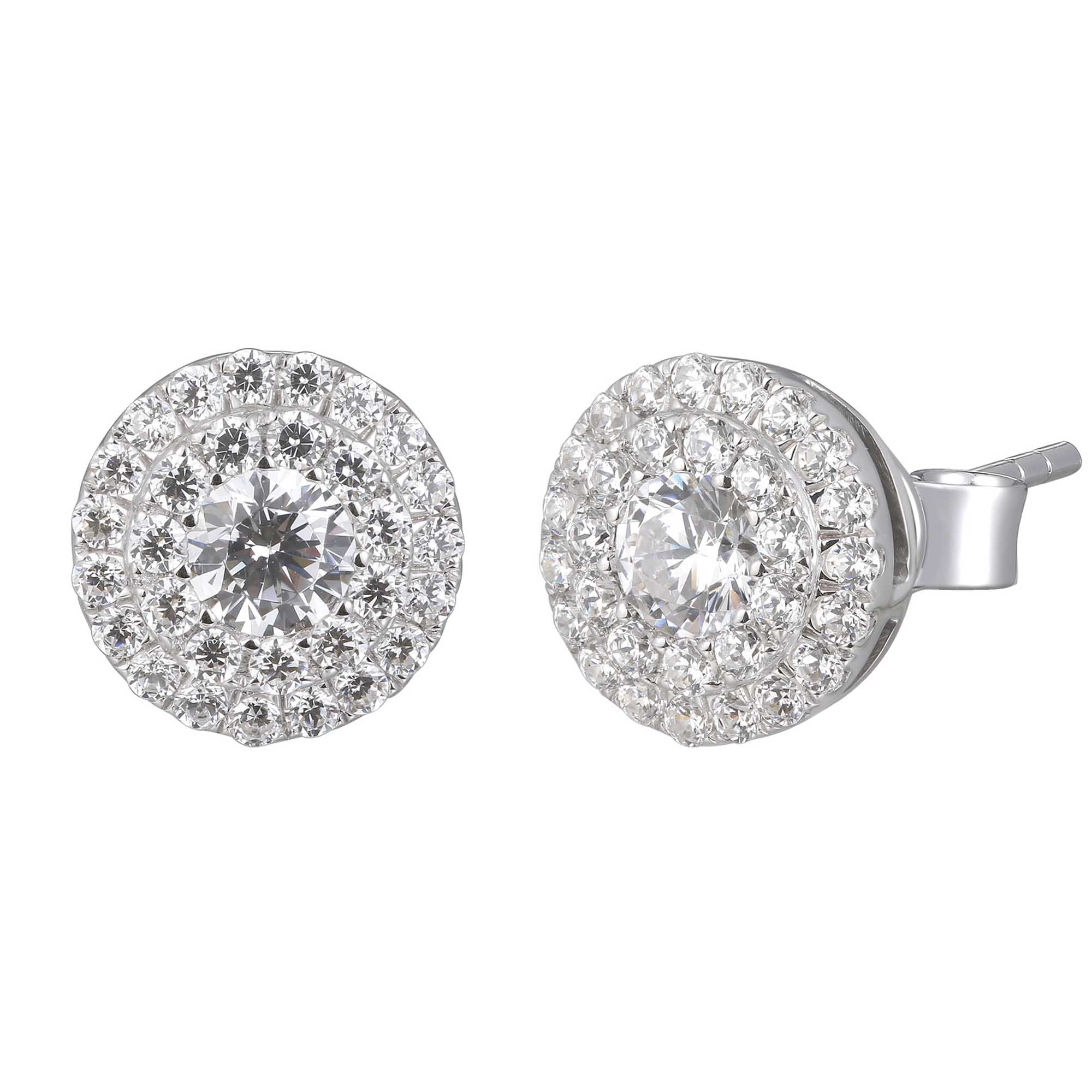 01 circular white gold round cut diamond earrings