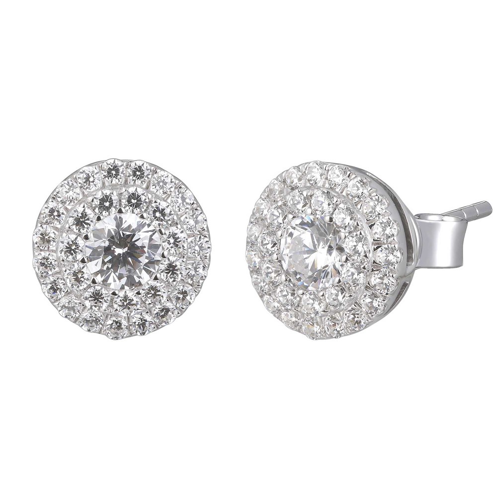 01 circular white gold round cut diamond earrings