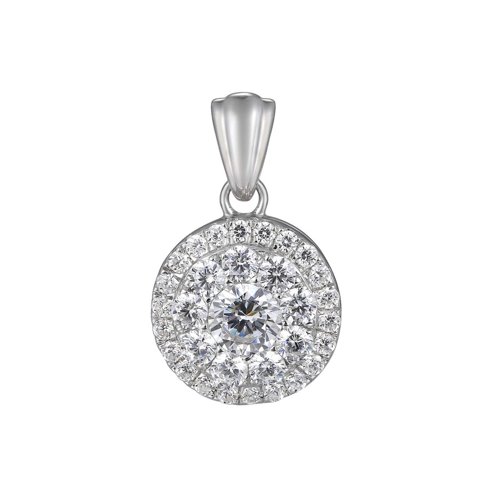 01 white gold round cut halo diamond pendant