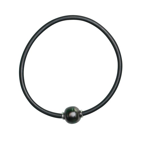 01 tahitian pearl & sterling silver neoprene bracelet