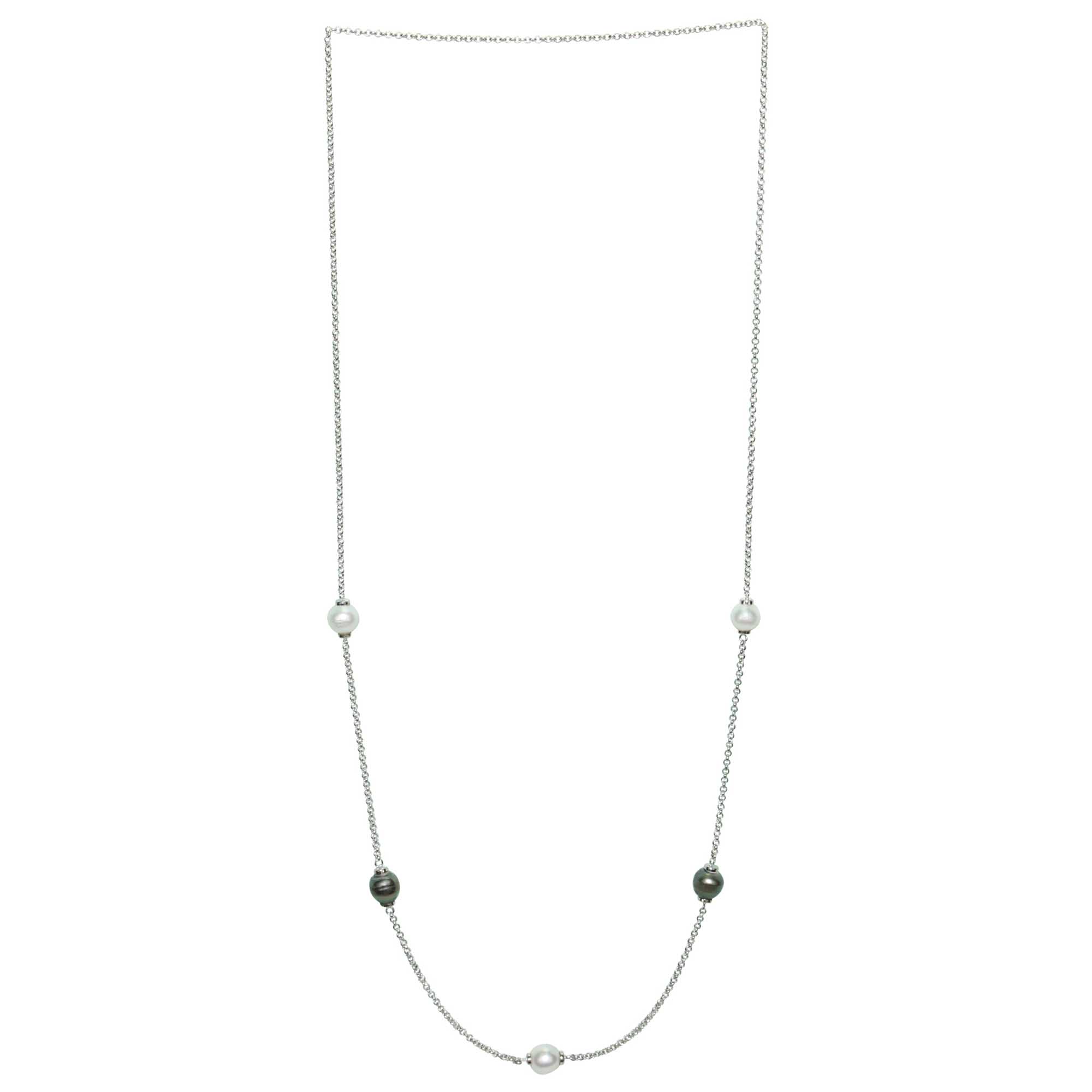 01 tahitian & australian five pearl sterling silver necklace