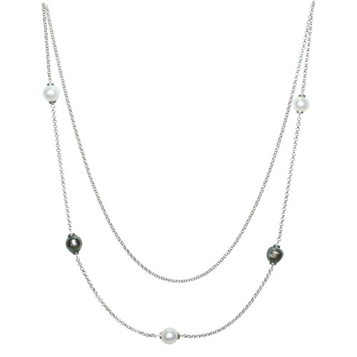 02 tahitian & australian five pearl sterling silver necklace