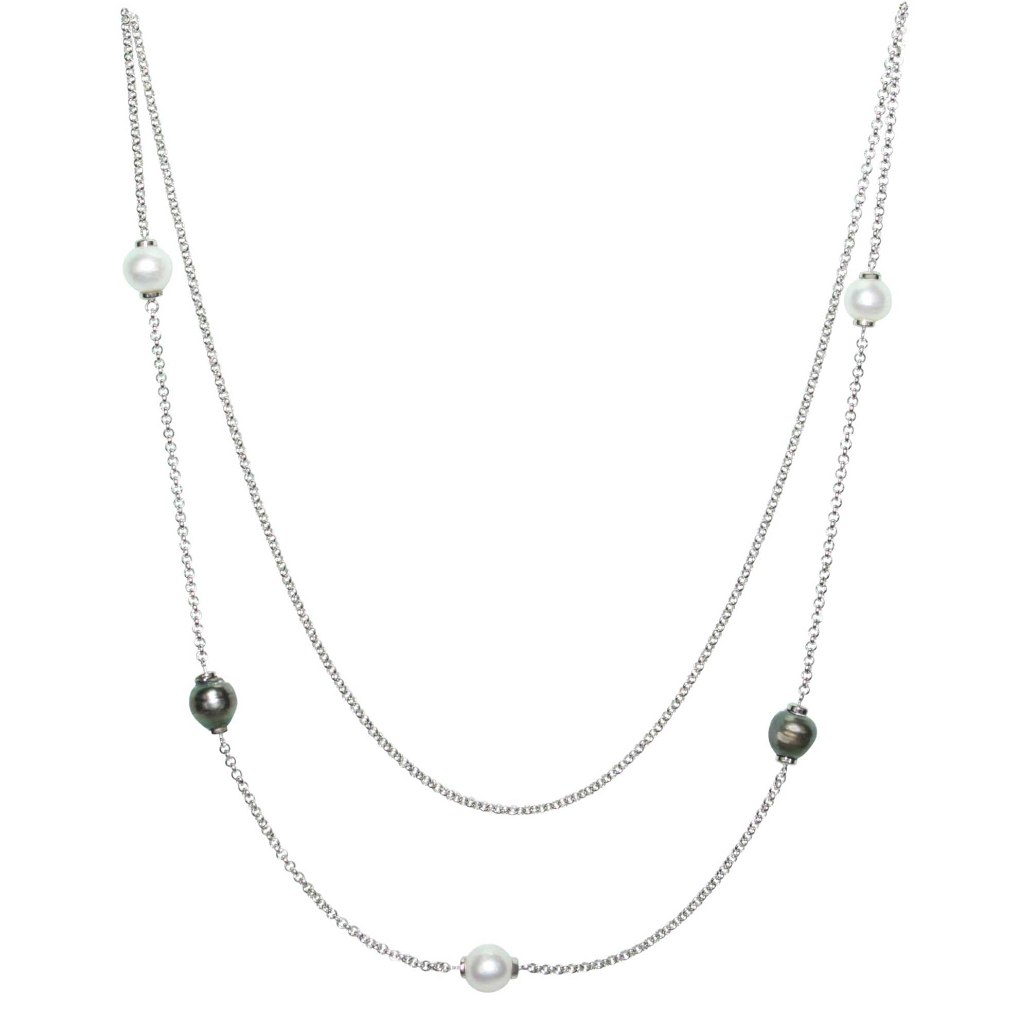 02 tahitian & australian five pearl sterling silver necklace