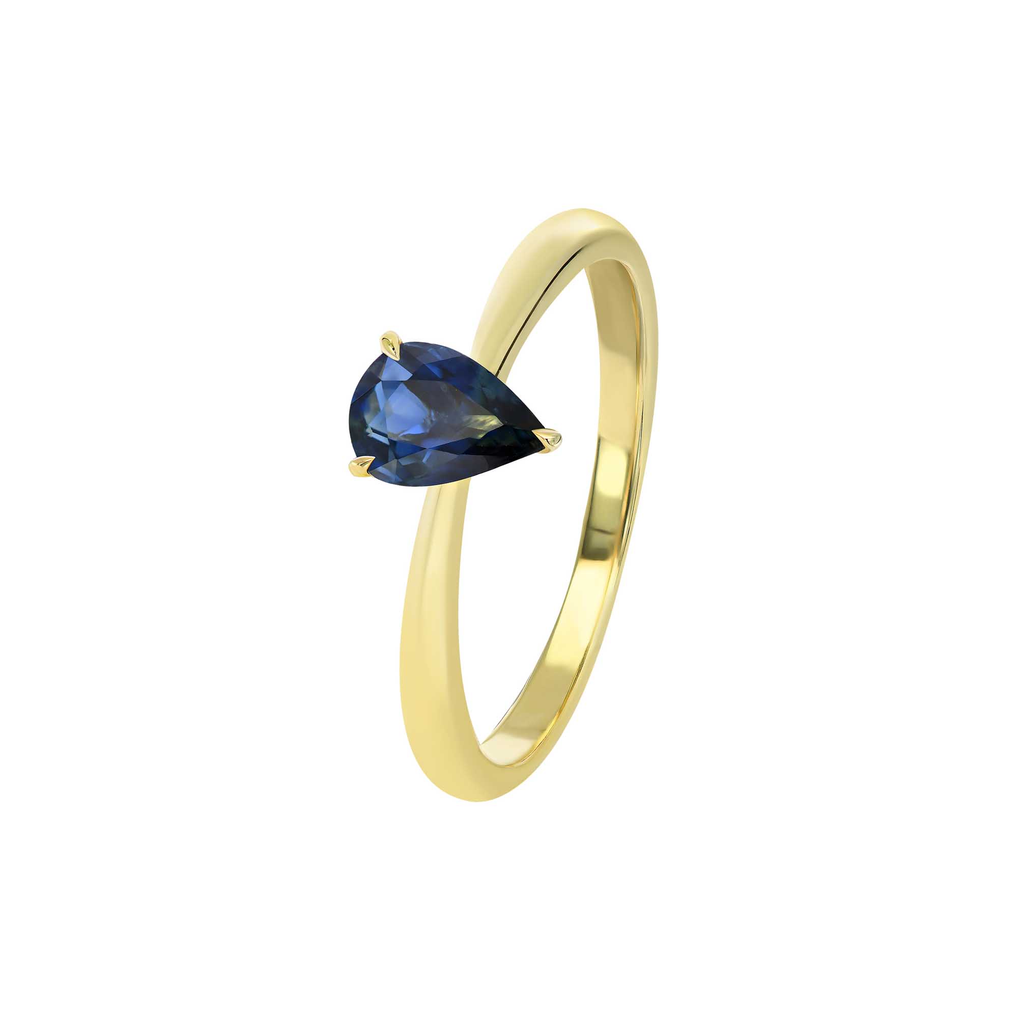 22Q75AAA Teardrop Sapphire 9ct Yellow Gold Ring
