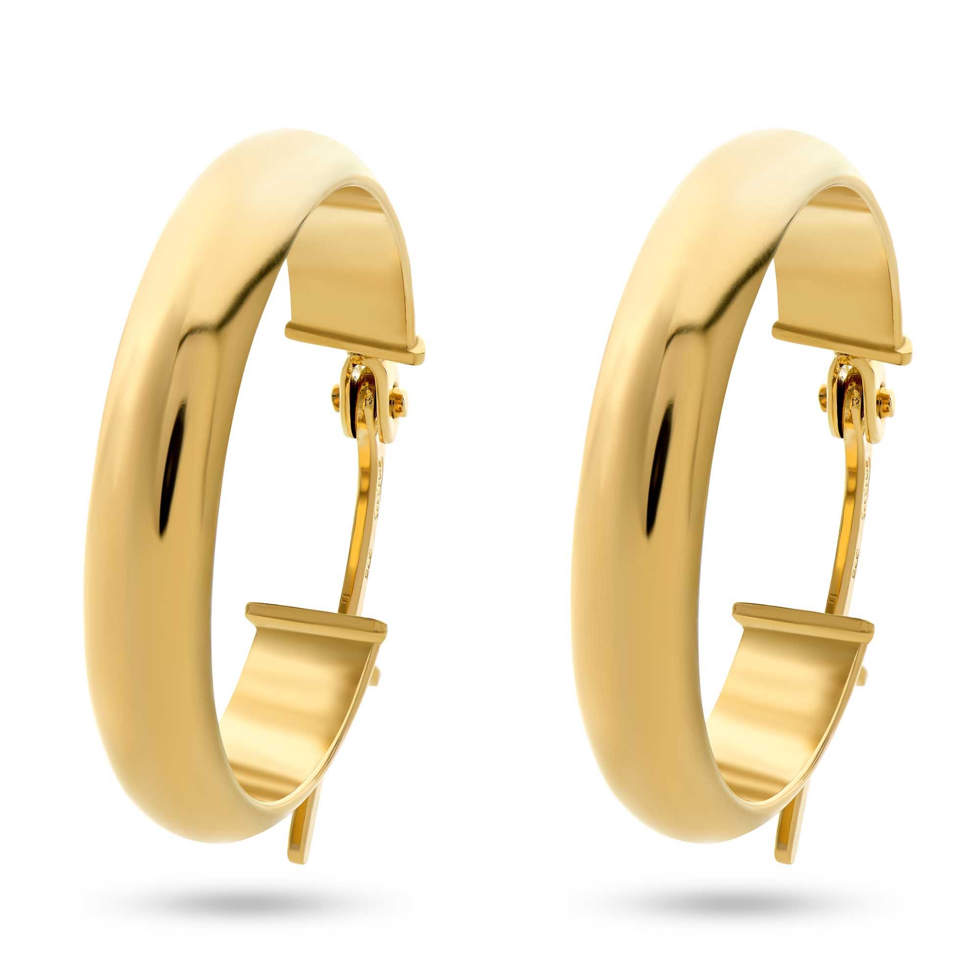 24V24CAA (EA3EY095) Leanne Half Round Yellow Gold Hoop Earring