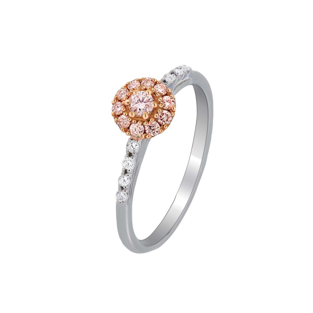 01 blush 18ct rose and white gold ring with white and pink with white and diamonds