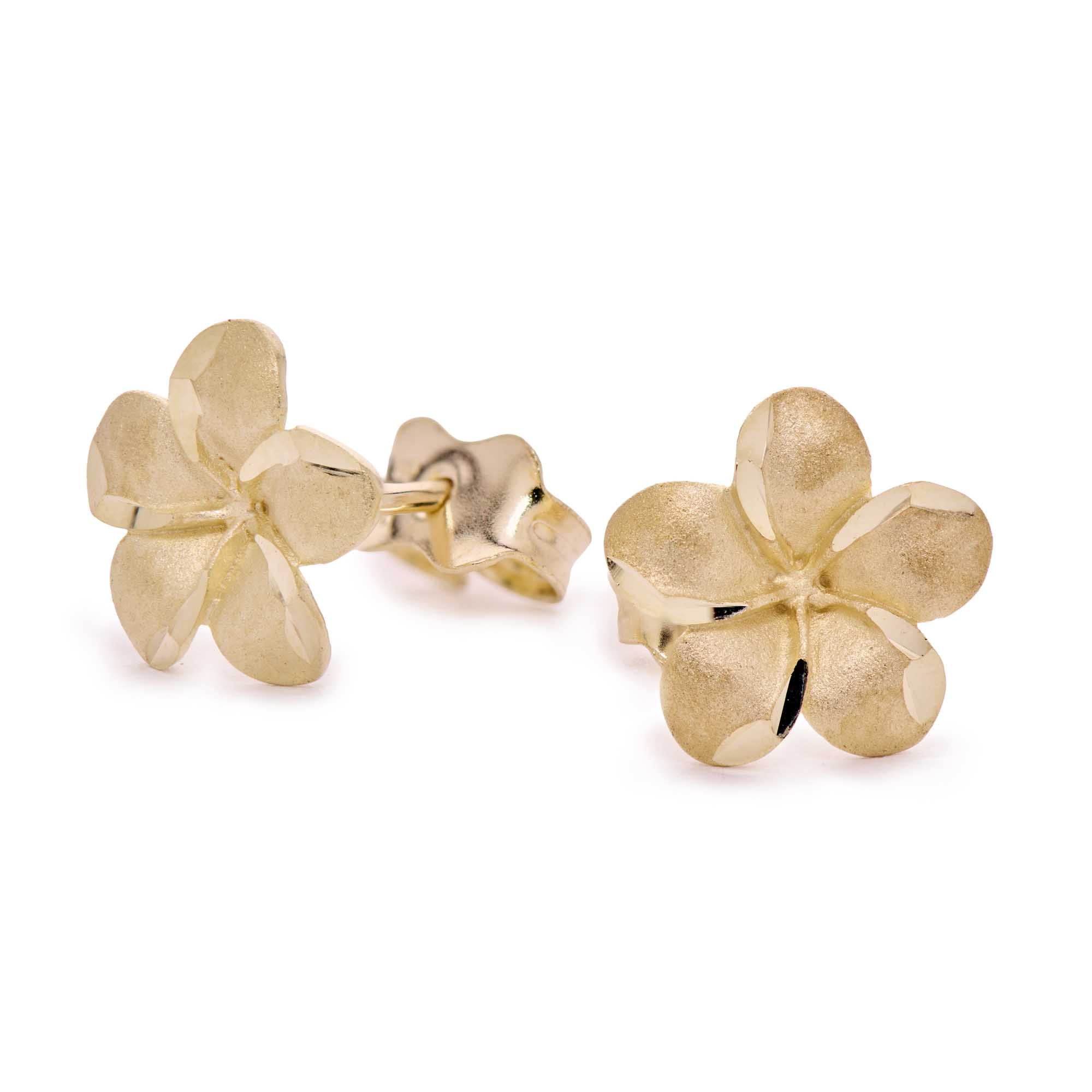 1 EA250901 Kiara Yellow Gold Flower Stud Earrings Main