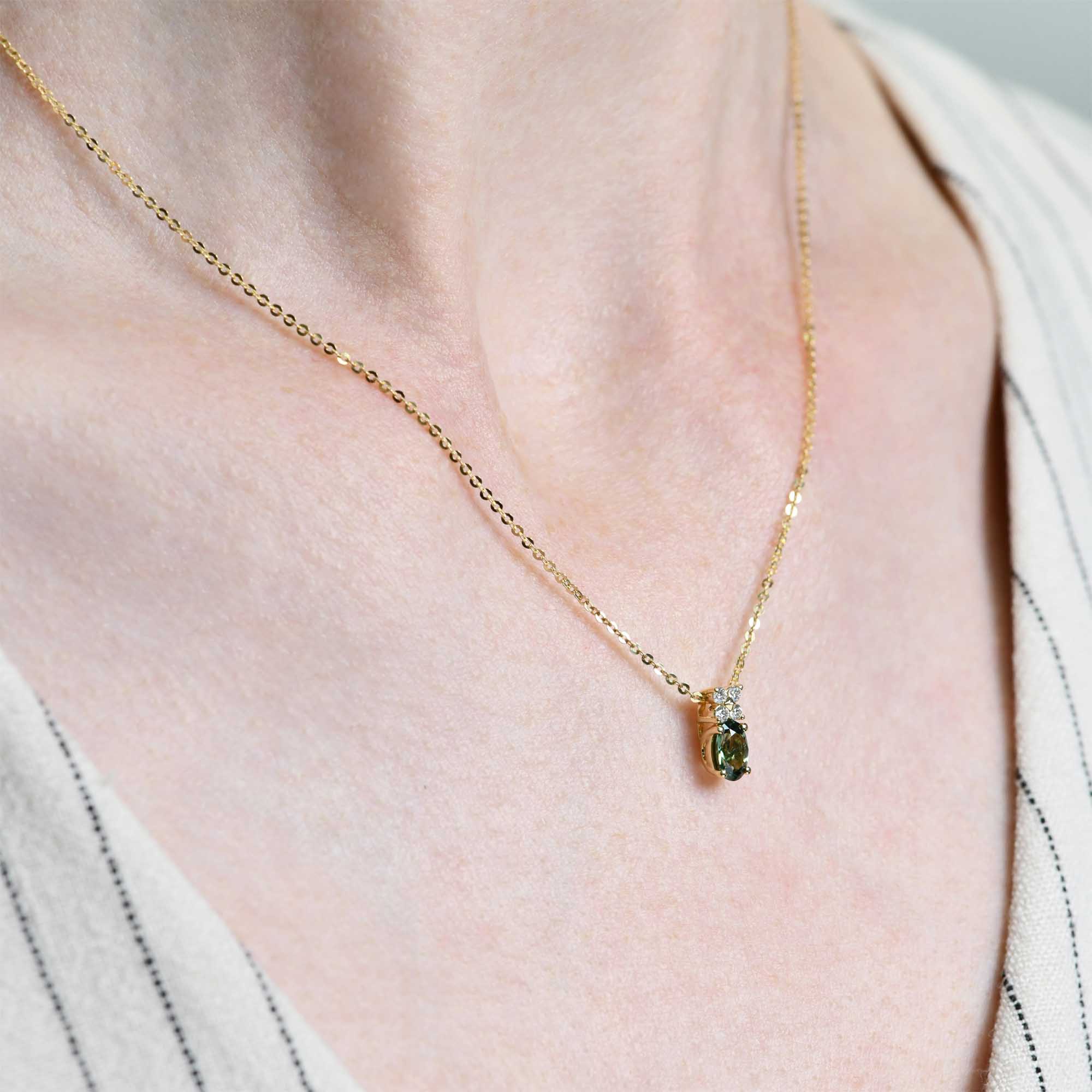 2 NE250301 Holly Sapphire and Diamond Necklace Model