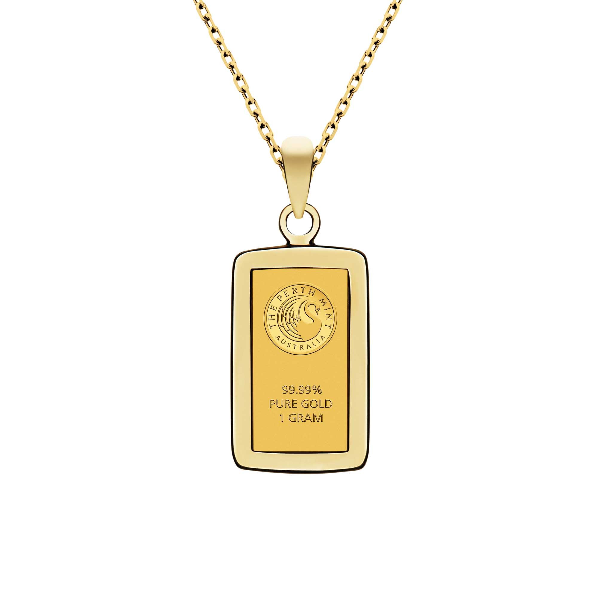 1 PE1G The Perth Mint 1g Gold Minted Bar Pendant OnChain