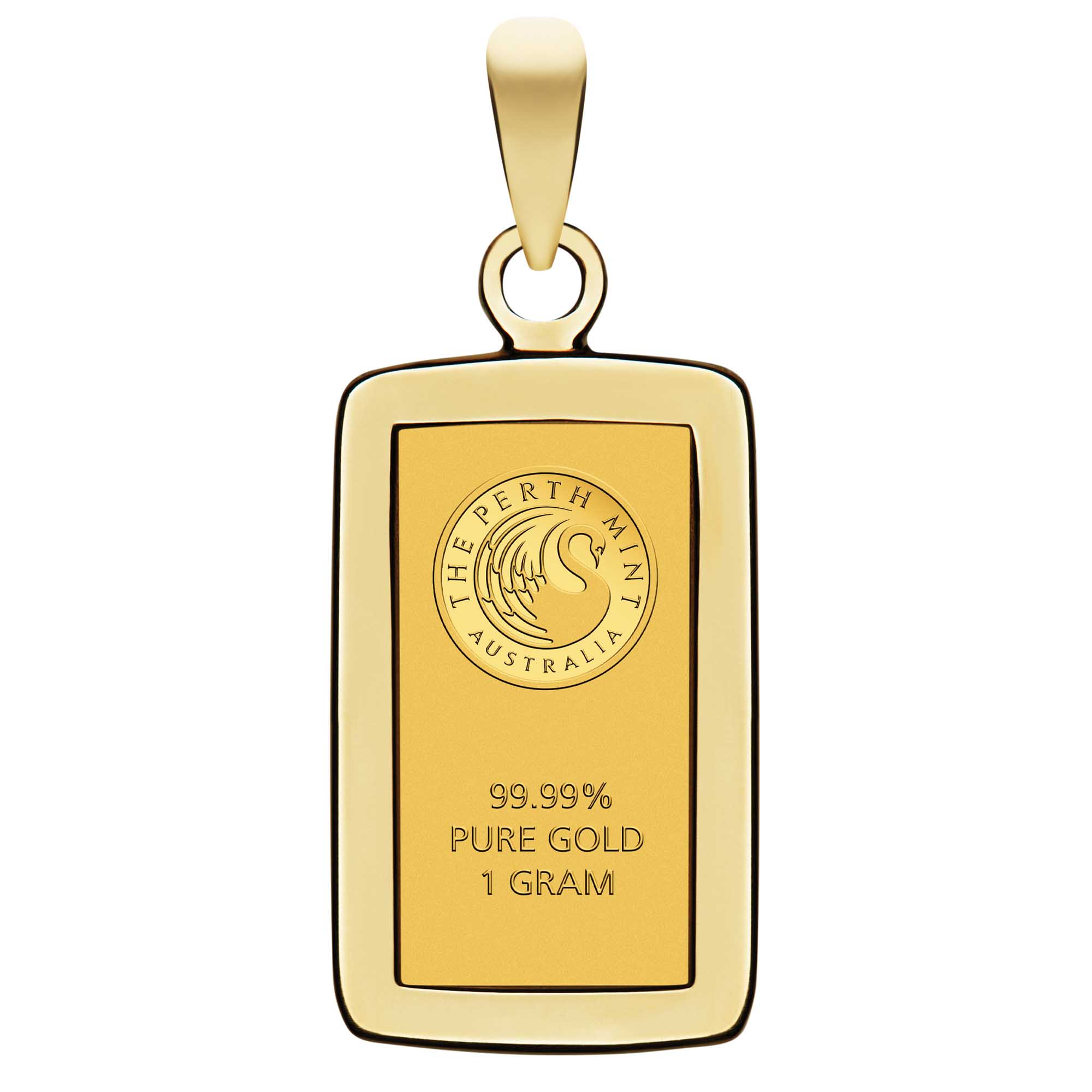 2 PE1G The Perth Mint 1g Gold Minted Bar Pendant Only