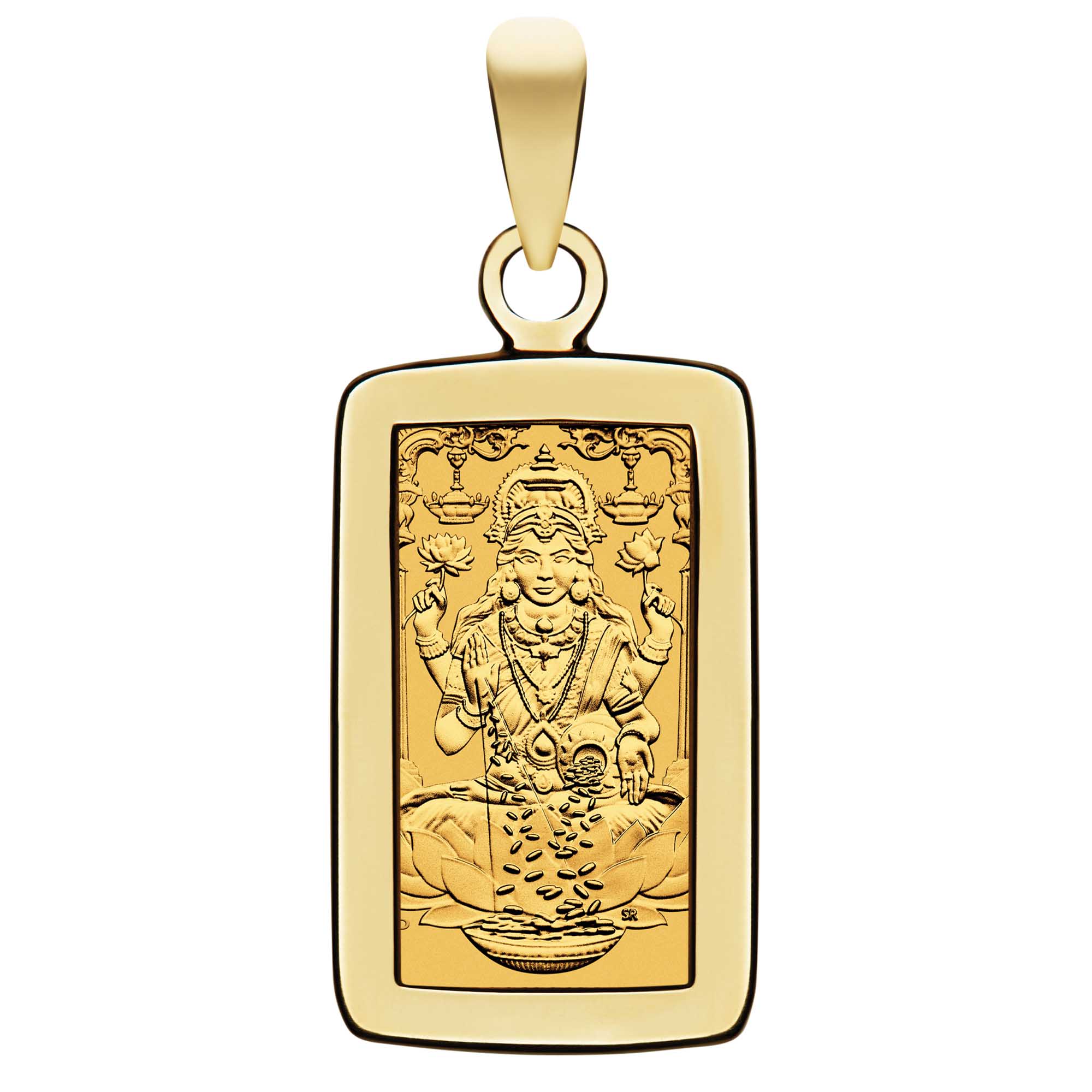 2 PE251101 Lakshmi 1g Gold Minted Bar Pendant Only
