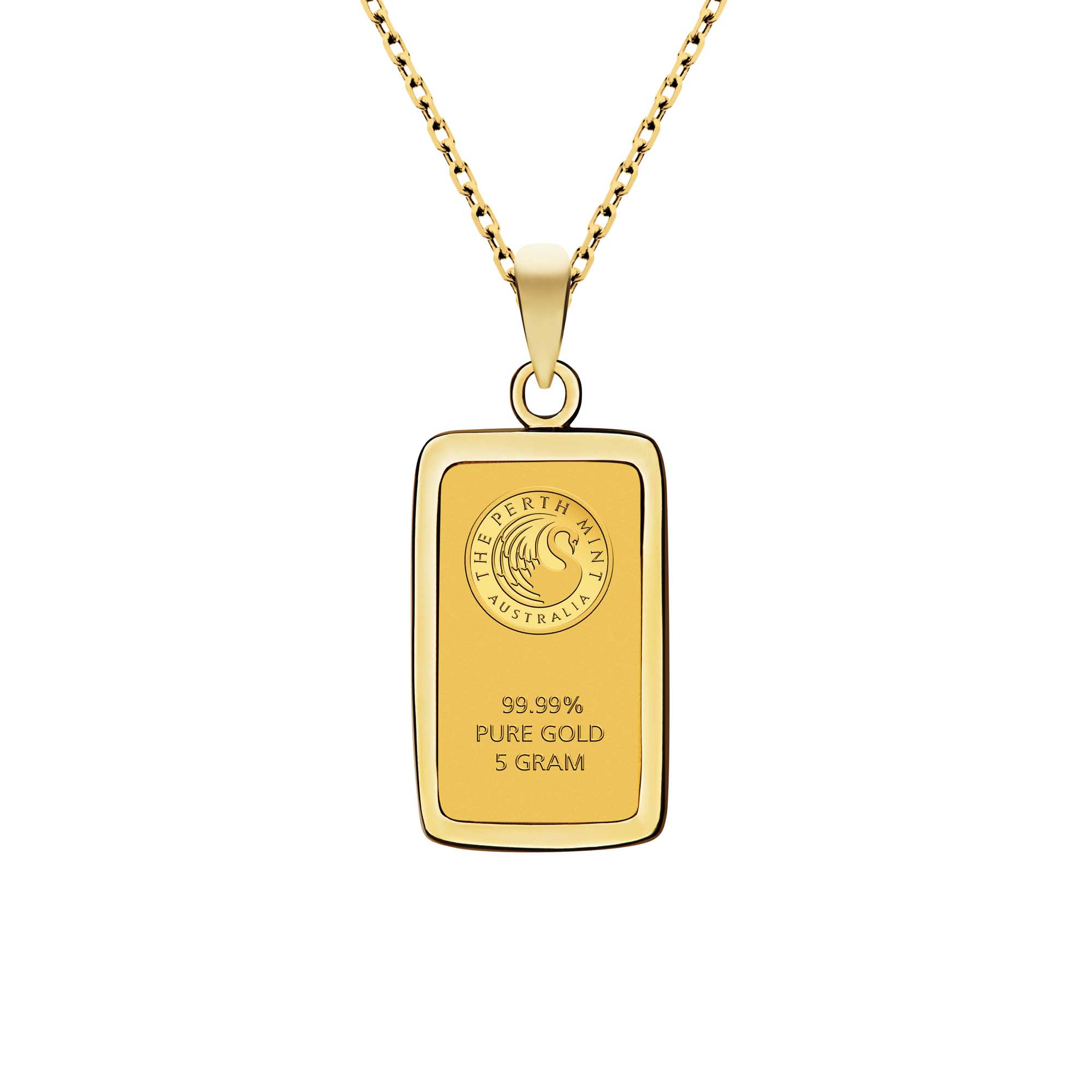 1 PE5G The Perth Mint 5g Gold Minted Bar Pendant OnChain