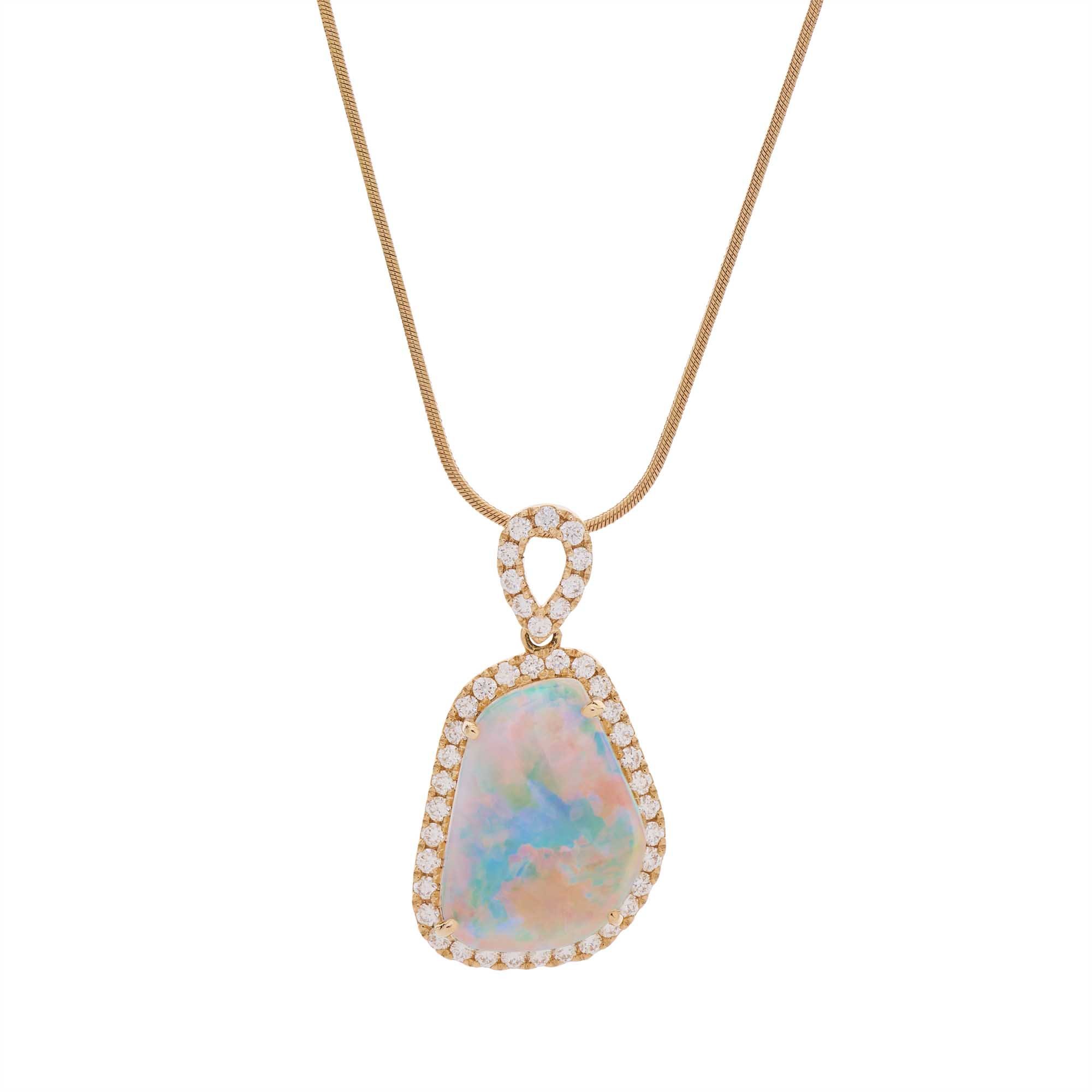 1 Iris Red Opal and Diamond Pendant PE ROPAL