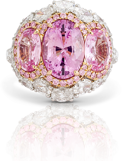 2 RI251001 Padparadscha Trilogy Ring TopView TransprntBG