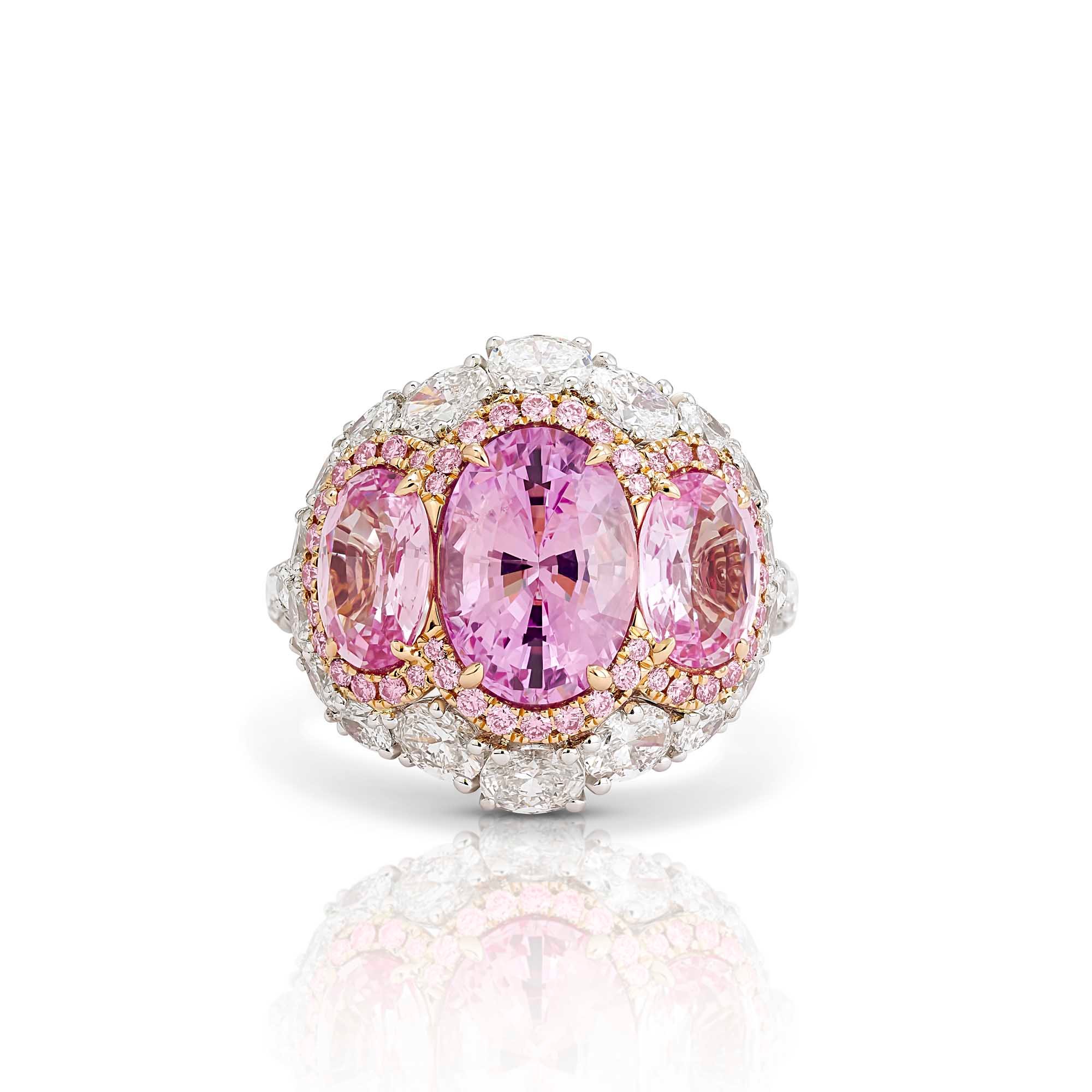 2 RI251001 Padparadscha Trilogy Ring TopView