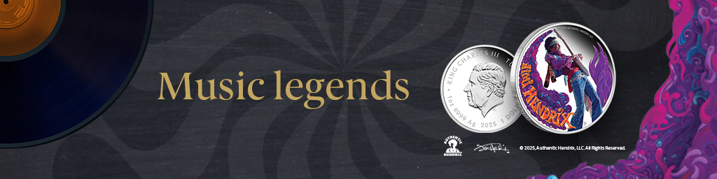 New release coins - The Perth Mint - Jimi Hendrix music coin