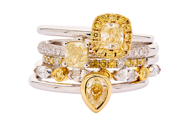 Yellow Diamond Ring Stack WhiteBG 608x405px