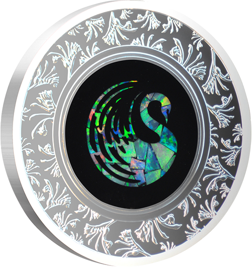PMOPAL Silver Swan with Opal Inlay Medallion