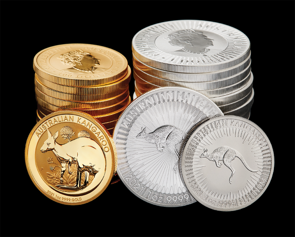 2021 Perth Mint Kangaroo gold and silver bullion coins