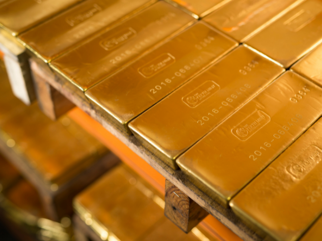 a pallet of gold bars