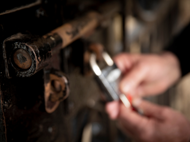 padlock being locked