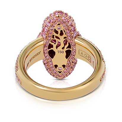 Kimberely Sunset ring from behind featuring a boab tree motif