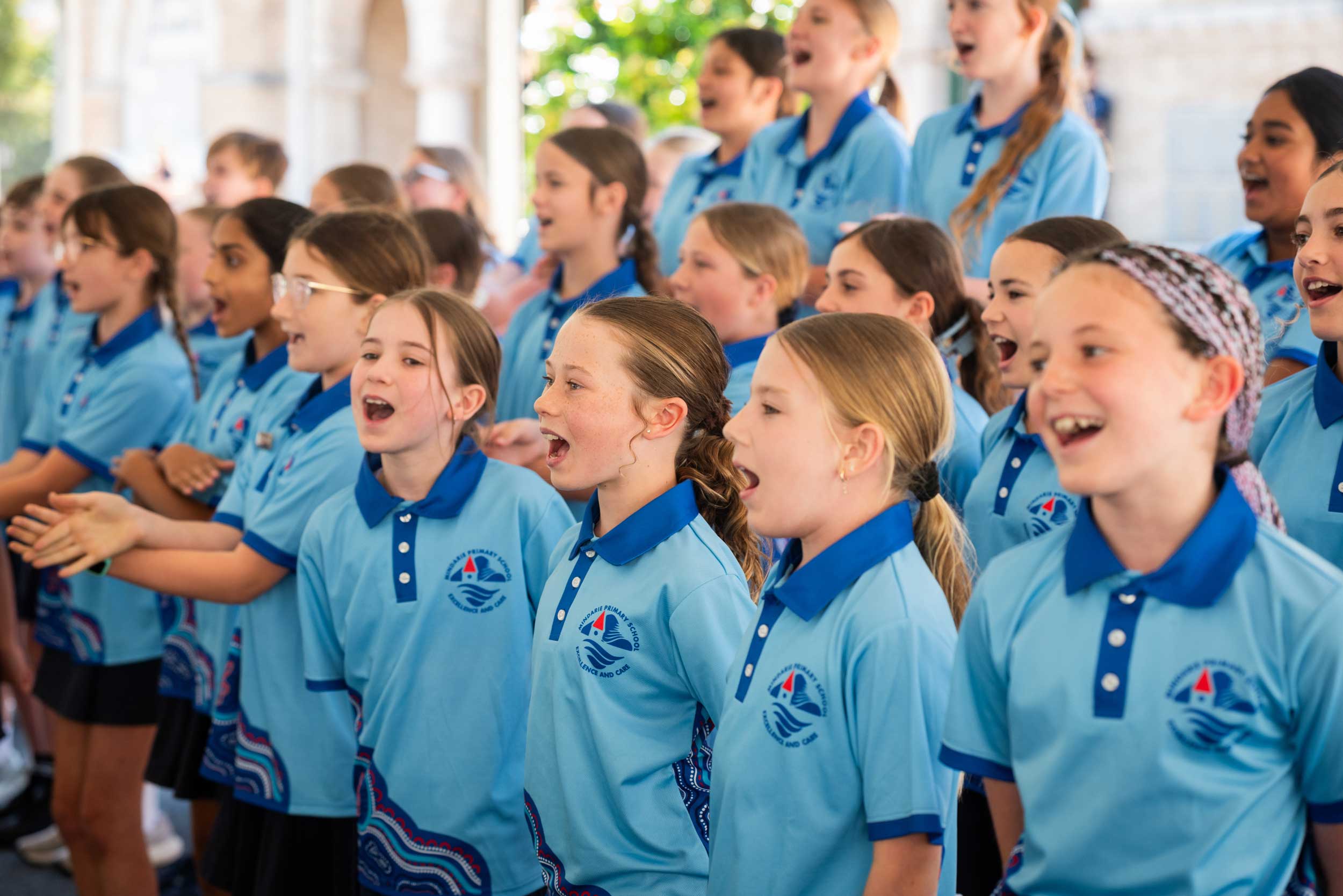 Mindarie Primary school choir performing a song