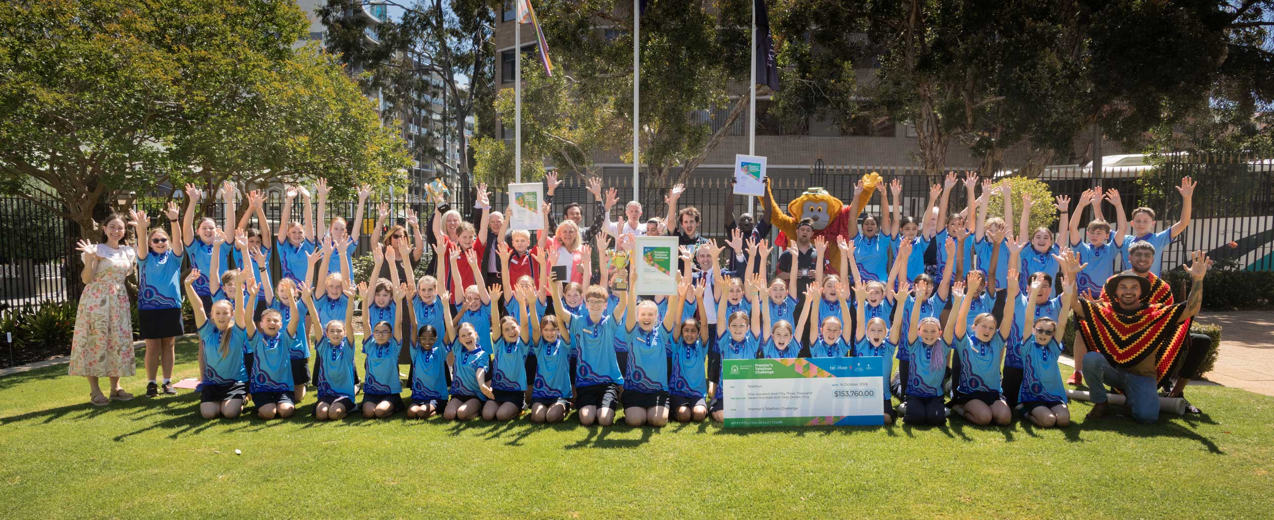 the 3 winning schools in a group photo celebrating